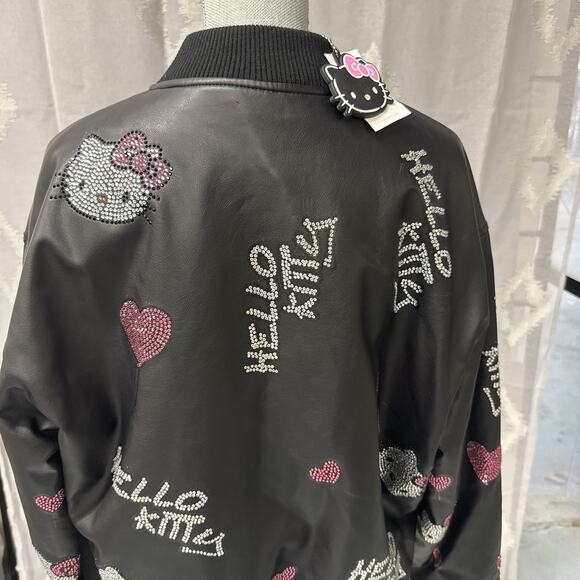 Forever 21 x Hello Kitty & Friends Rhinestone Bomber Jacket Black Women’s M NWT - Picture 9 of 13